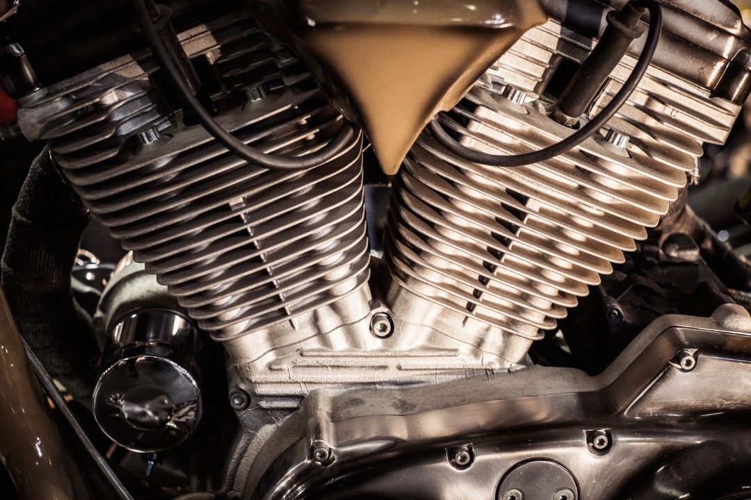 Close up of a motorcycle engine